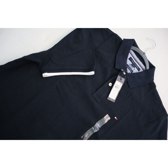 Tommy Hilfiger Men's Sz Large Navy Blue Regular Fit Tipped S/S Polo Shirt - Picture 4 of 8